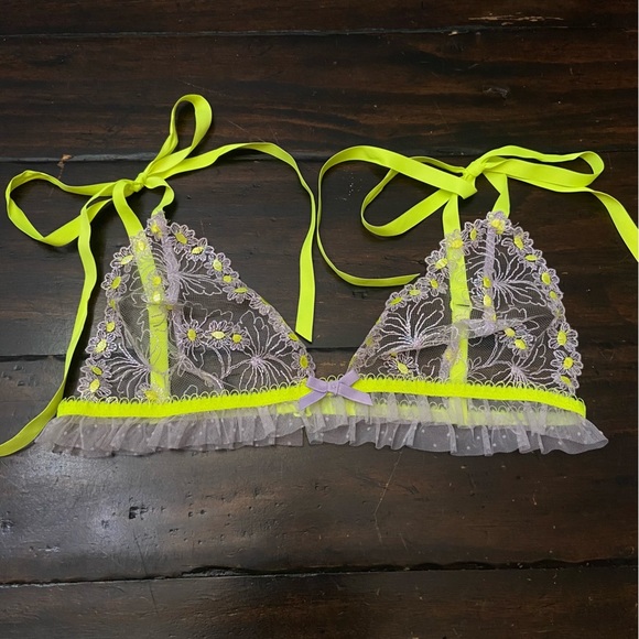 New! For Love And Lemons Neon Lace Sheer Bralette 1473 - Picture 2 of 8